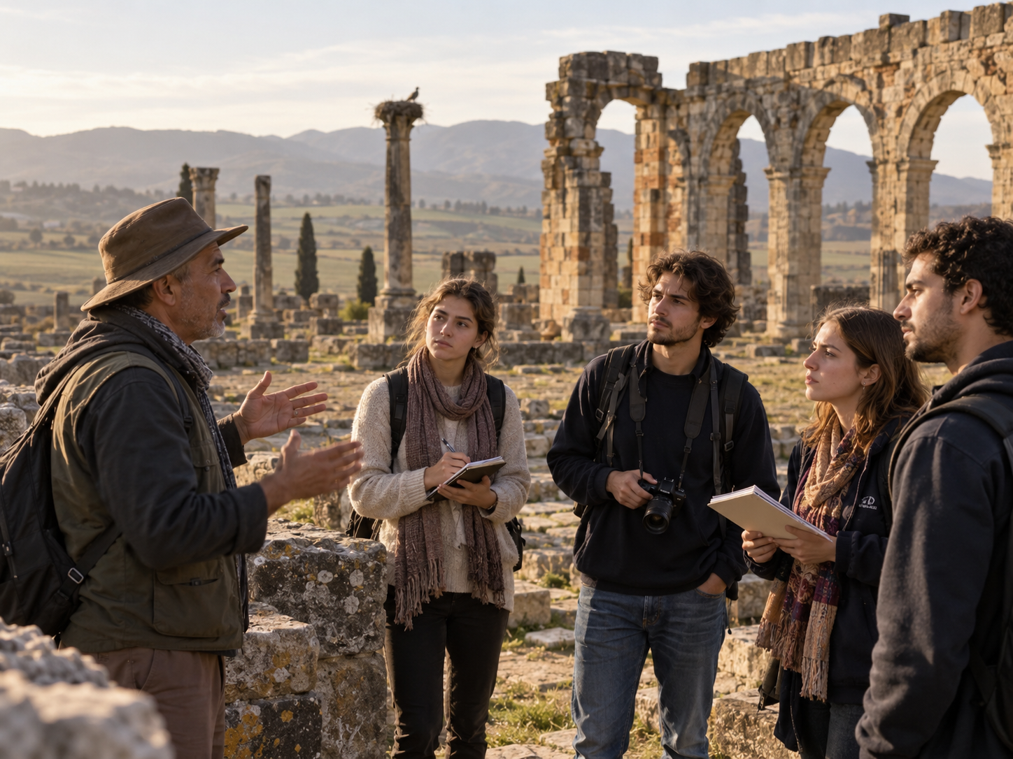 Gruppo universitario in visita a un sito archeologico